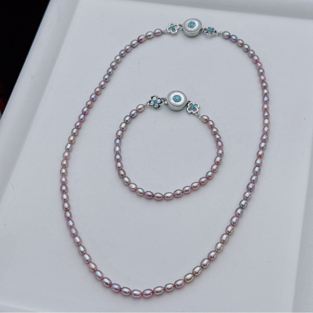 X782 Handmade High Quality Freshwater Baby Pearl Necklace Bracelet Set - Picture 3 of 8